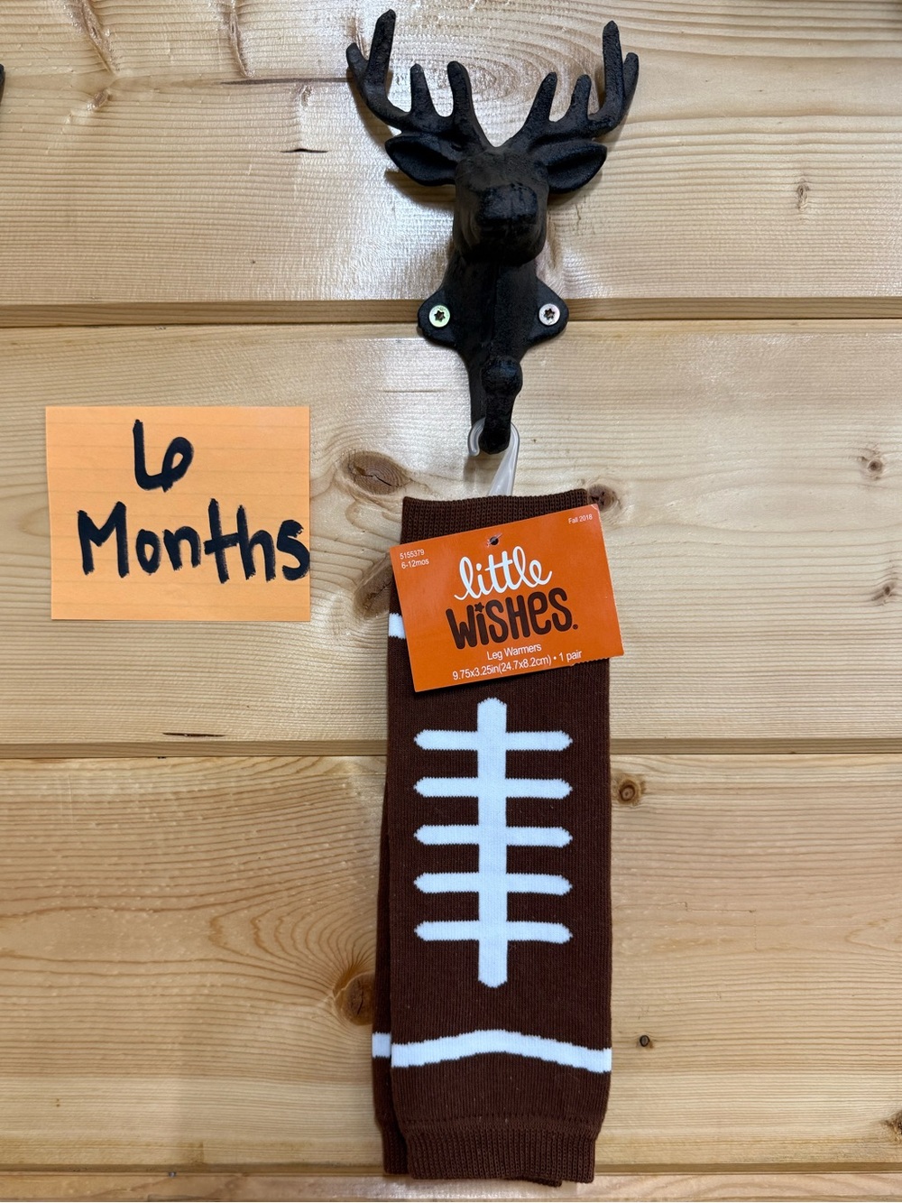Little Wishes Baby Leg Warmers - Football Print in Brown & White
